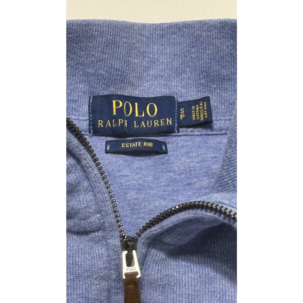 Polo Ralph Lauren Mens Small Blue 1/4 Zip Estate Rib Pullover Mock Neck Preppy - Picture 10 of 11